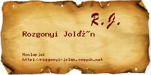 Rozgonyi Jolán névjegykártya